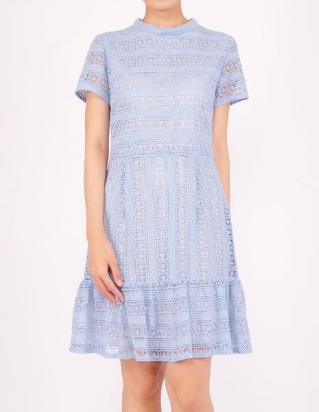 Elba Ruffle Hem Dress (Light Blue)
