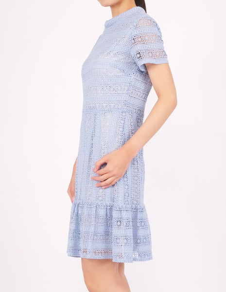 Elba Ruffle Hem Dress (Light Blue)