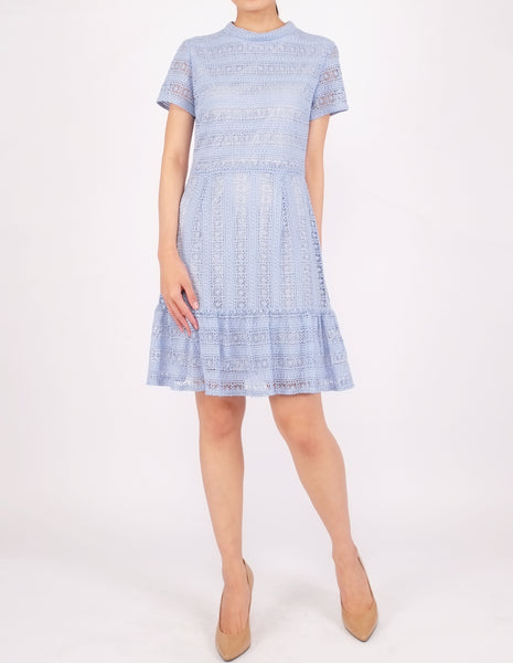 Elba Ruffle Hem Dress (Light Blue)