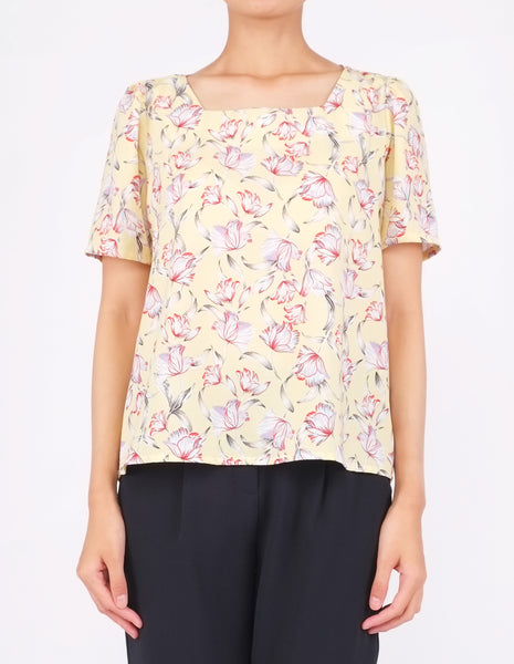 Beatriz Square Neck Top (Yellow Floral)