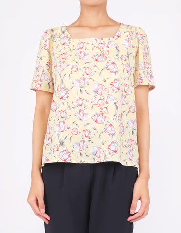 Beatriz Square Neck Top (Yellow Floral)