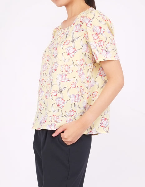 Beatriz Square Neck Top (Yellow Floral)