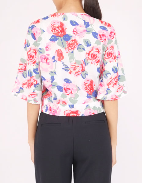 Bo Wrap Front Top (White Floral)
