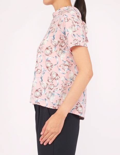 Becca Mock Neck Top (Pink Floral)