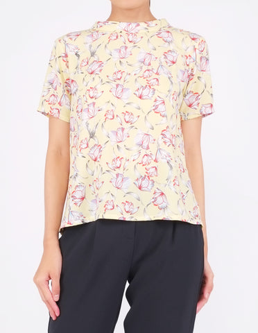 Becca Mock Neck Top (Yellow Floral)