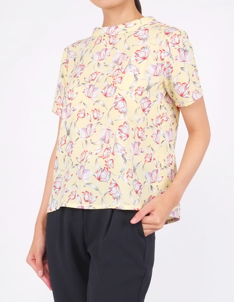 Becca Mock Neck Top (Yellow Floral)