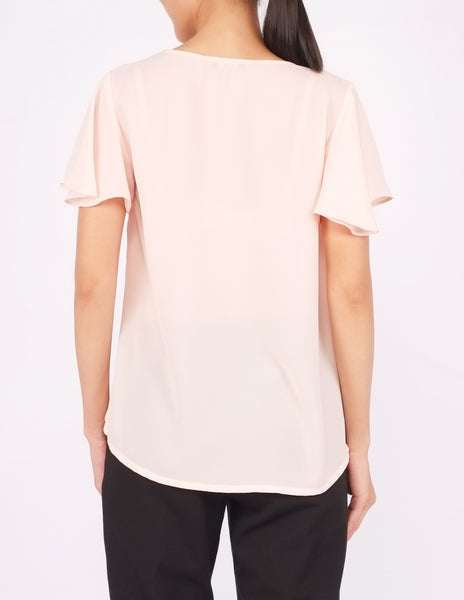 Amberly Wide Sleeves Top (Peach)