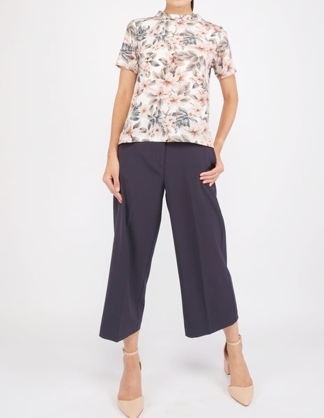 Becca Mock Neck Top (White Floral)