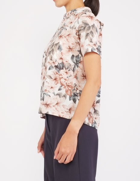 Becca Mock Neck Top (White Floral)