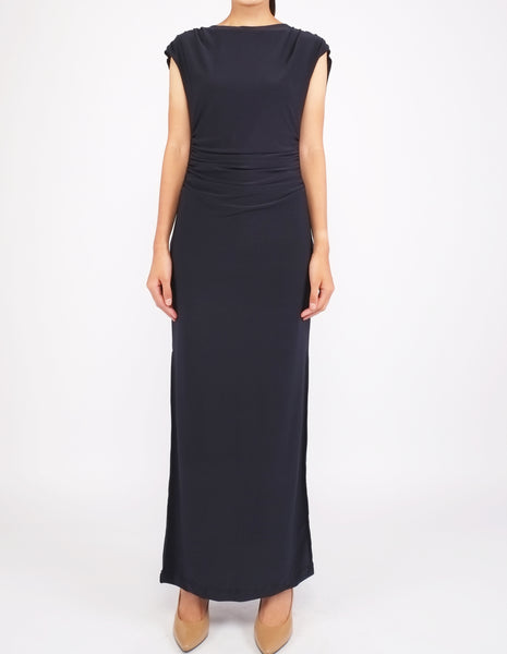 Eliana Cowl Back Maxi Dress (Navy)