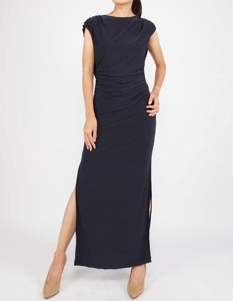 Eliana Cowl Back Maxi Dress (Navy)