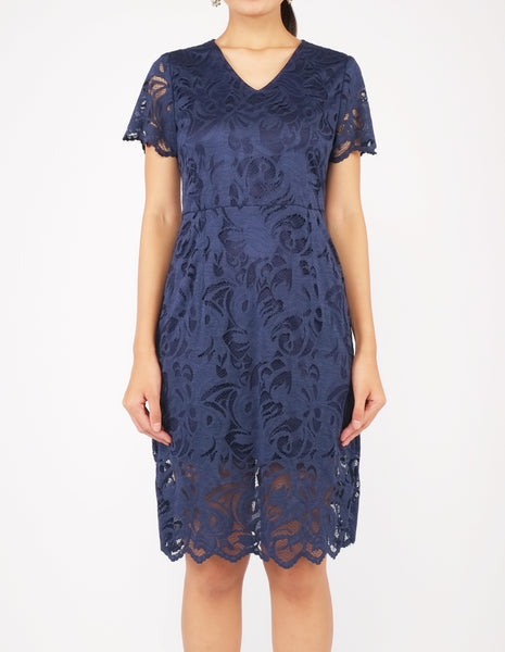 Elina Lace Sheath Dress (Navy)