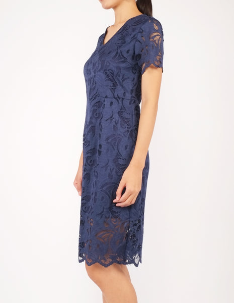 Elina Lace Sheath Dress (Navy)