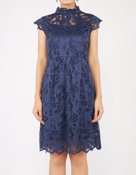 Elayna Lace Sheath Dress (Navy)