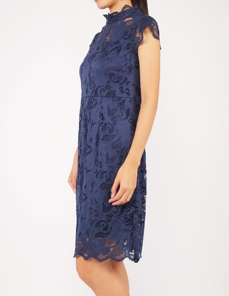 Elayna Lace Sheath Dress (Navy)