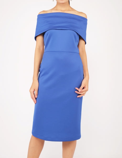 Evita Off-Shoulder Midi Dress (Royal Blue)
