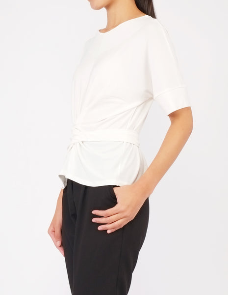Flavia Tie-Waist Top (White)