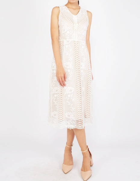 Ekko Lace Midi Dress (White)