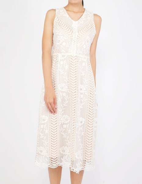 Ekko Lace Midi Dress (White)