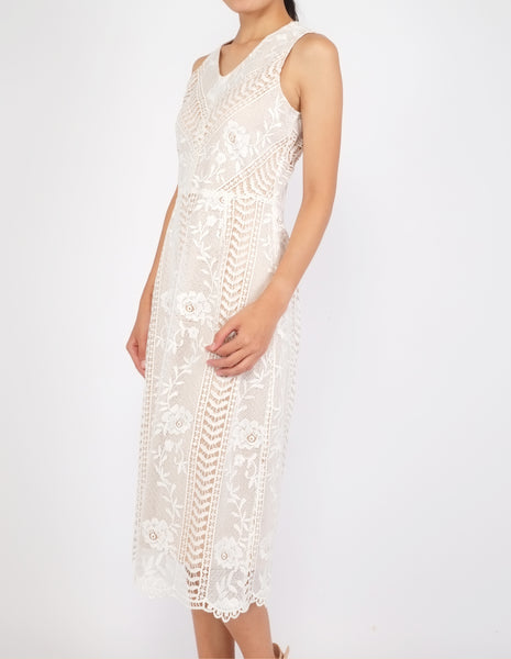 Ekko Lace Midi Dress (White)