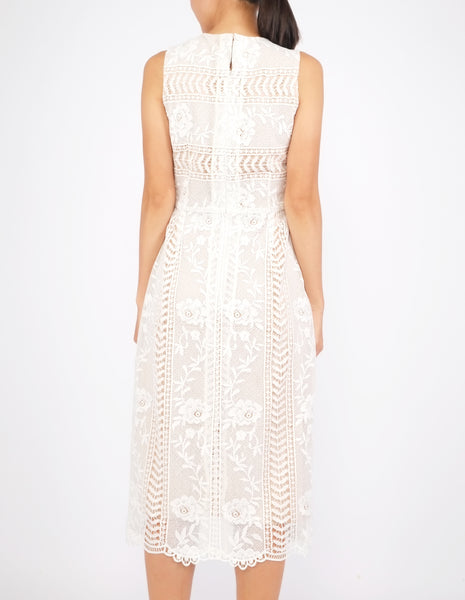 Ekko Lace Midi Dress (White)