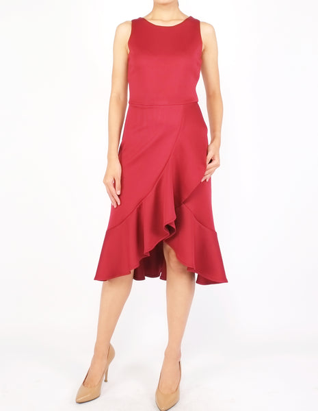 Hedy Wrap Skirt Dress (Maroon)