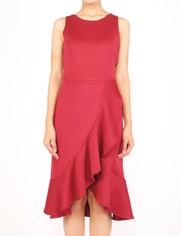 Hedy Wrap Skirt Dress (Maroon)