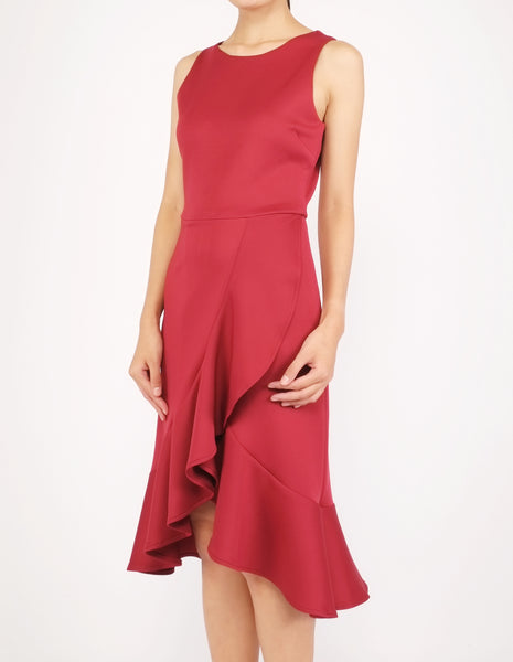 Hedy Wrap Skirt Dress (Maroon)