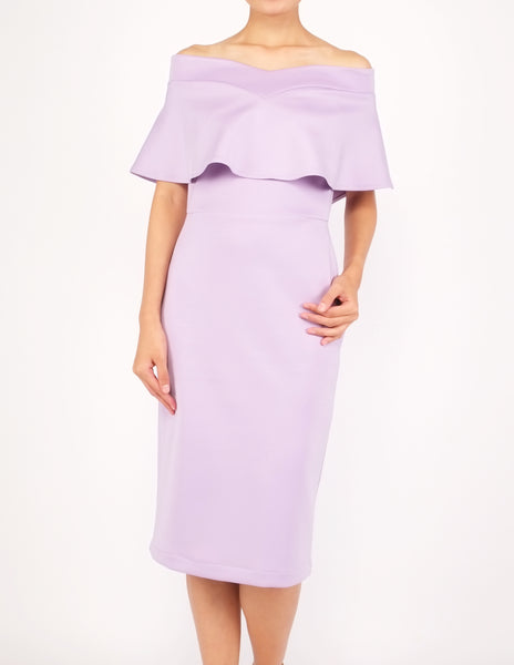 Ember Flounce Off-Shoulder Dress (Lavender)