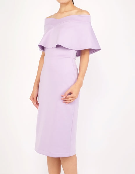 Ember Flounce Off-Shoulder Dress (Lavender)