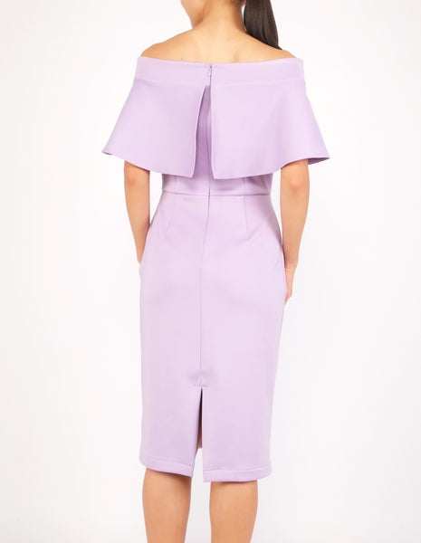 Ember Flounce Off-Shoulder Dress (Lavender)