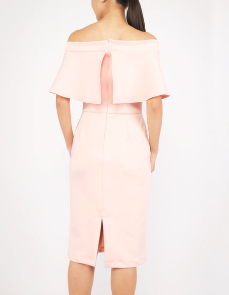 Ember Flounce Off-Shoulder Dress (Peach)