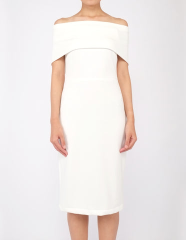 Evita Off-Shoulder Bodycon Dress (Ivory)