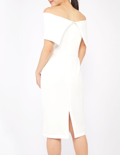 Evita Off-Shoulder Bodycon Dress (Ivory)