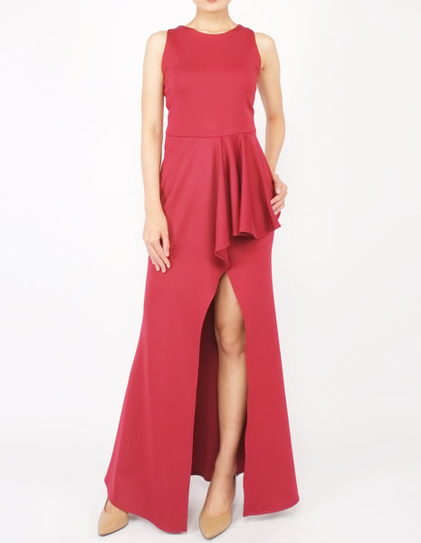 Hye Split Skirt Gown (Maroon)