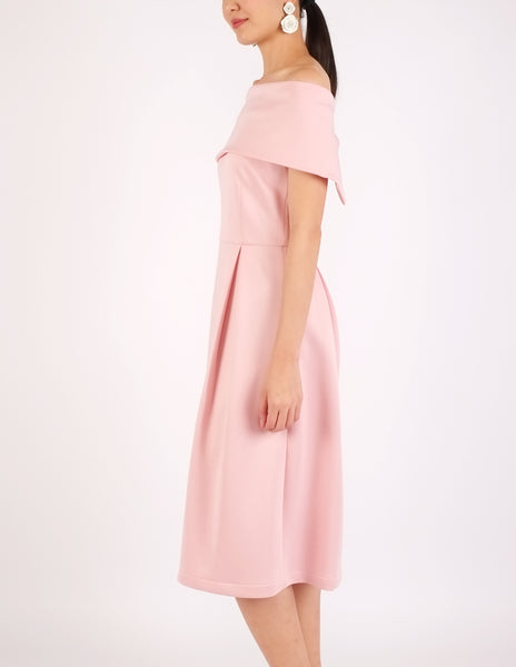 Elinor Off-Shoulder Midi Dress (Peach)