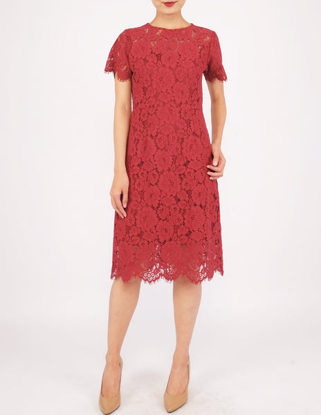 Elodie Lace Sheath Dress (Red)