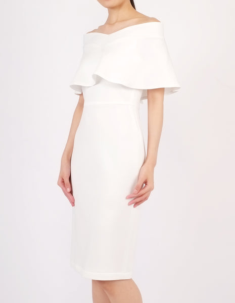 Ember Flounce Off-Shoulder Dress (Ivory)