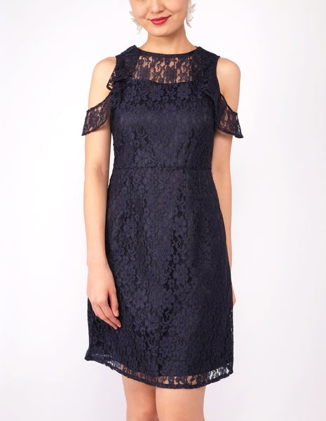 Esme Flounce Cold Shoulder Lace Dress