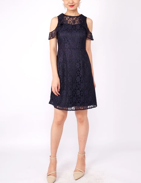 Esme Flounce Cold Shoulder Lace Dress