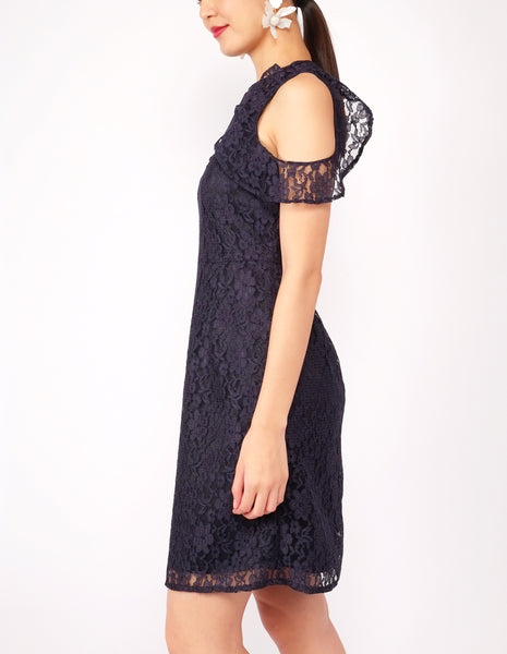 Esme Flounce Cold Shoulder Lace Dress