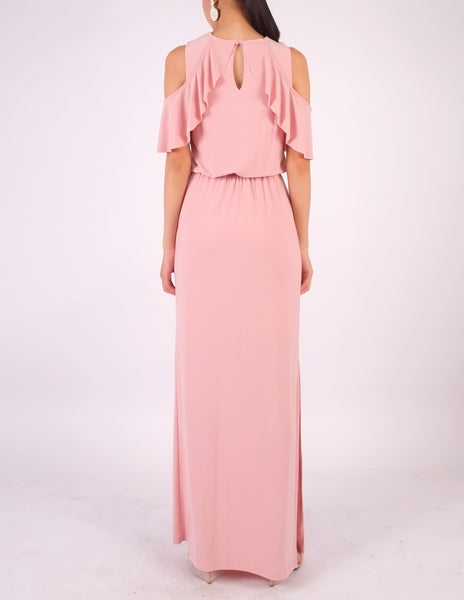 Essie Cold Shoulder Maxi Dress (Blush Pink)