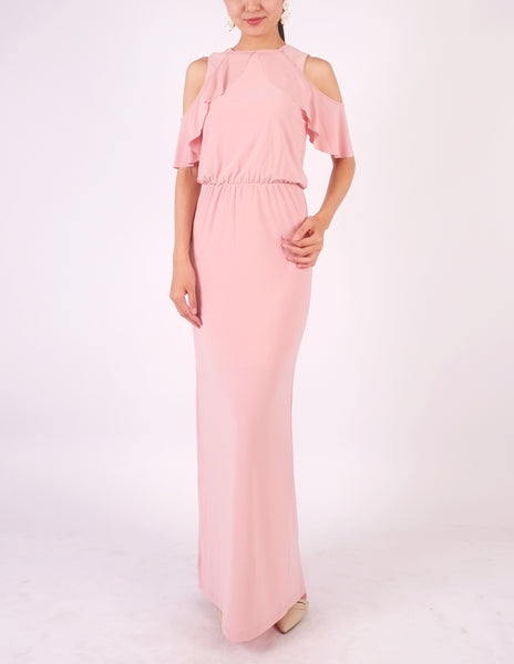 Essie Cold Shoulder Maxi Dress (Blush Pink)