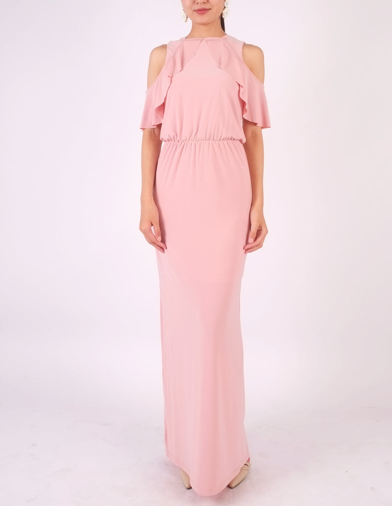 Essie Cold Shoulder Maxi Dress (Blush Pink)