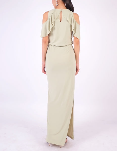 Essie Cold Shoulder Maxi Dress (Sage Green)