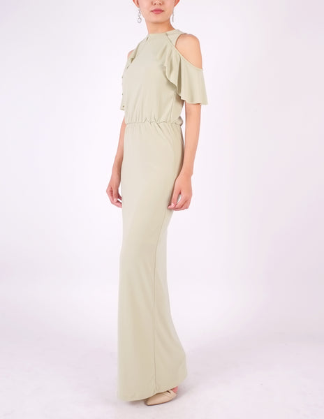 Essie Cold Shoulder Maxi Dress (Sage Green)