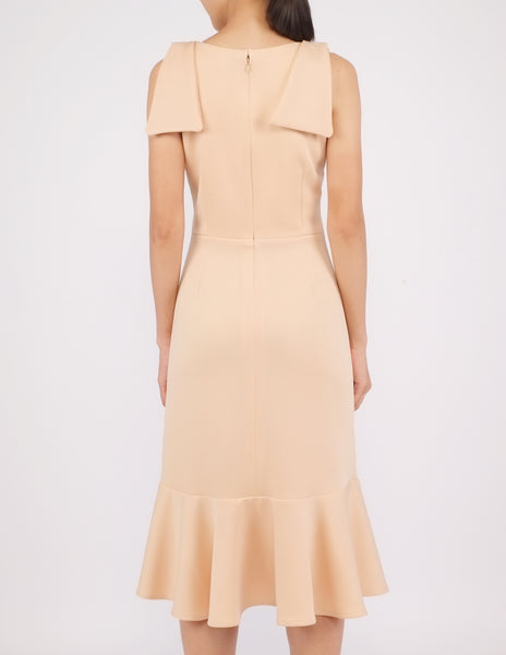 Eugenia Bow Detail Dress (Beige)