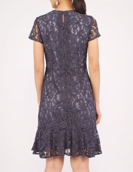 Eula Flounce Hem Dress (Grey)