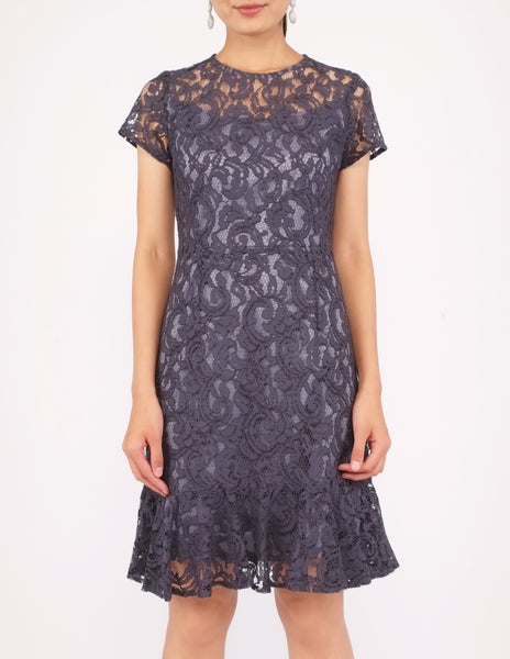 Eula Flounce Hem Dress (Grey)