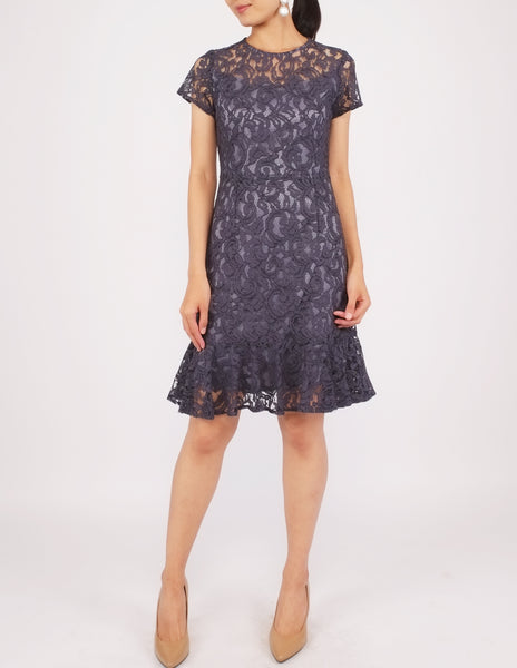 Eula Flounce Hem Dress (Grey)
